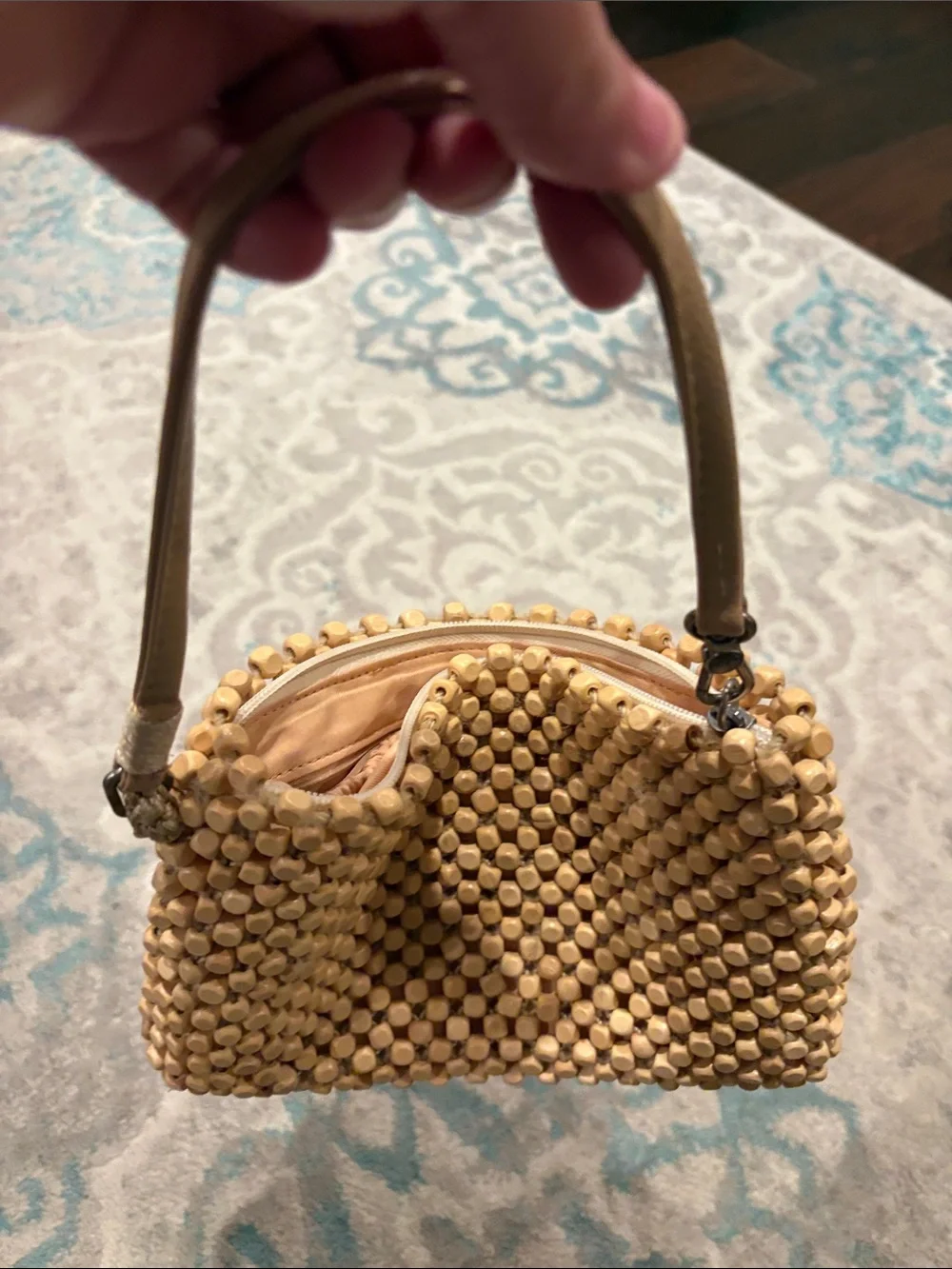 The Sak Handwoven Beaded Wristlet in Beige